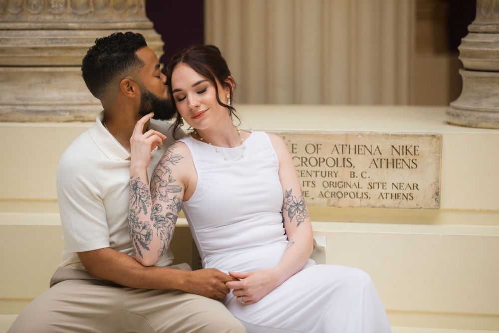 Couple Engagement photos The Carnegie Museum in downtown Oakland of Pittsburgh PA