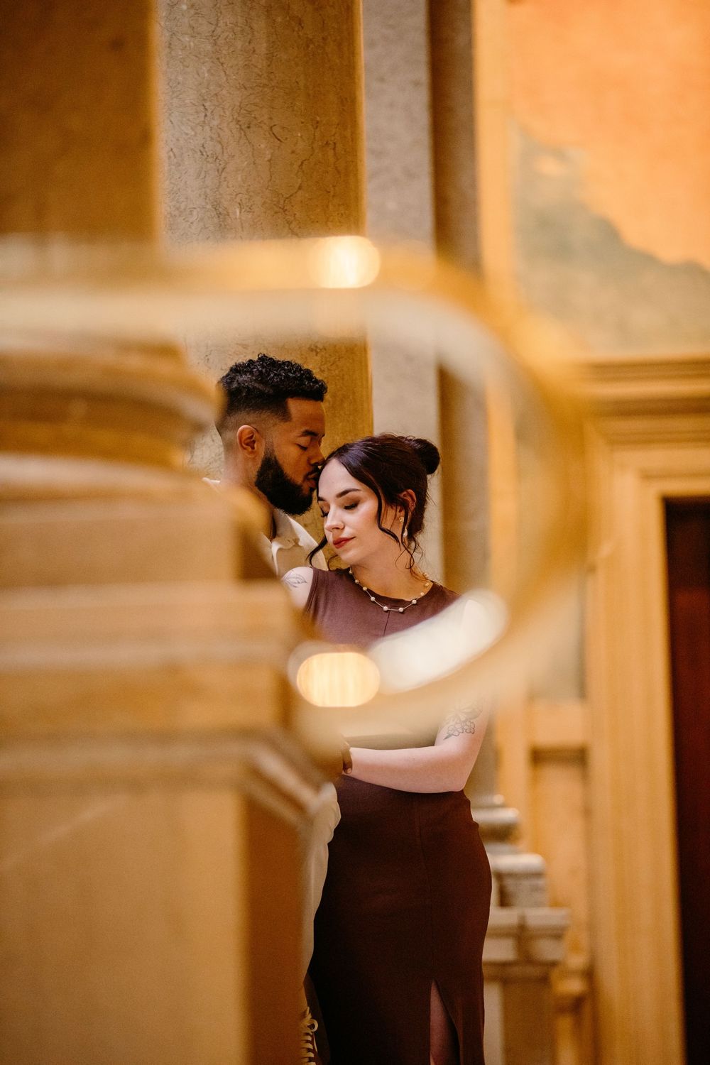 Couple Engagement photos The Carnegie Museum in downtown Oakland of Pittsburgh PA