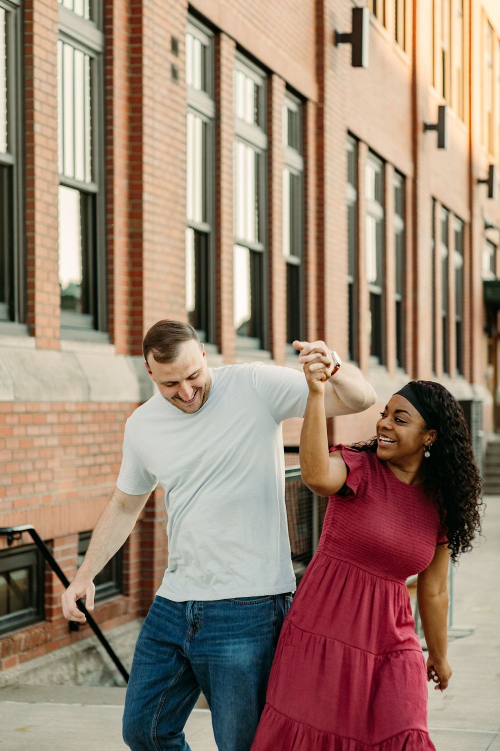 Couple Engagement photos in downtown strip district of Pittsburgh PA