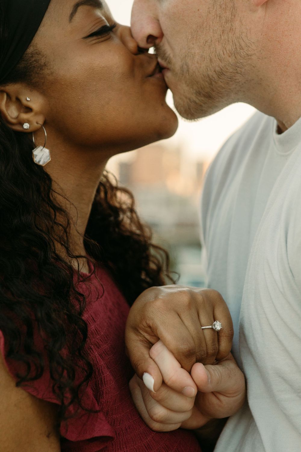 Couple Engagement photos in downtown strip district of Pittsburgh PA