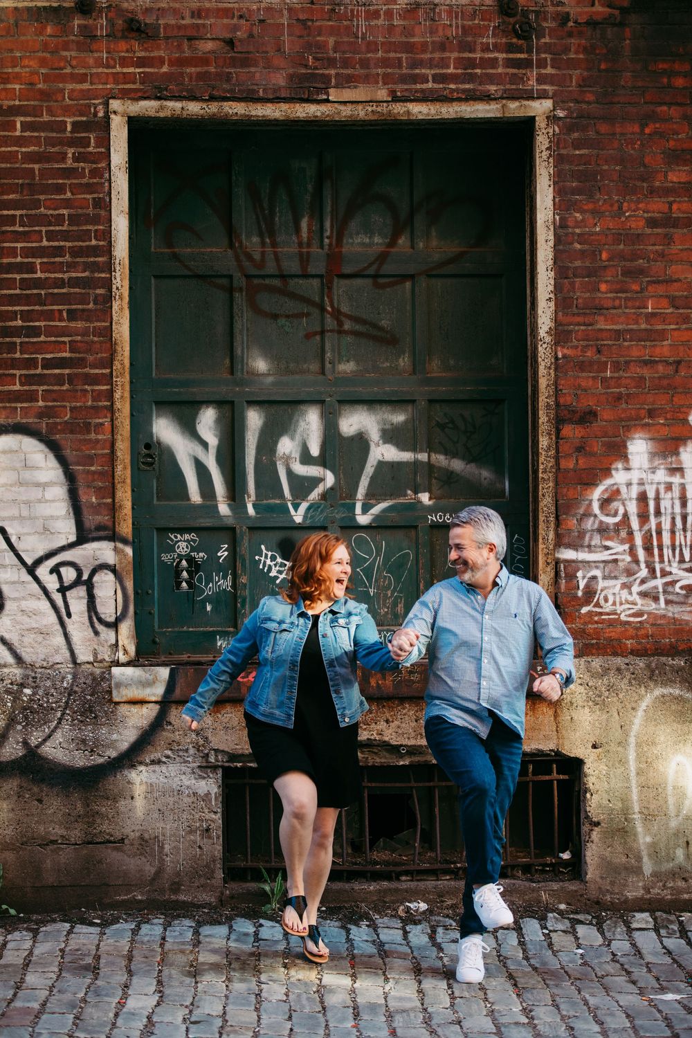 Pittsburgh Engagement photos; Couple Engagement photos in downtown strip district of Pittsburgh PA