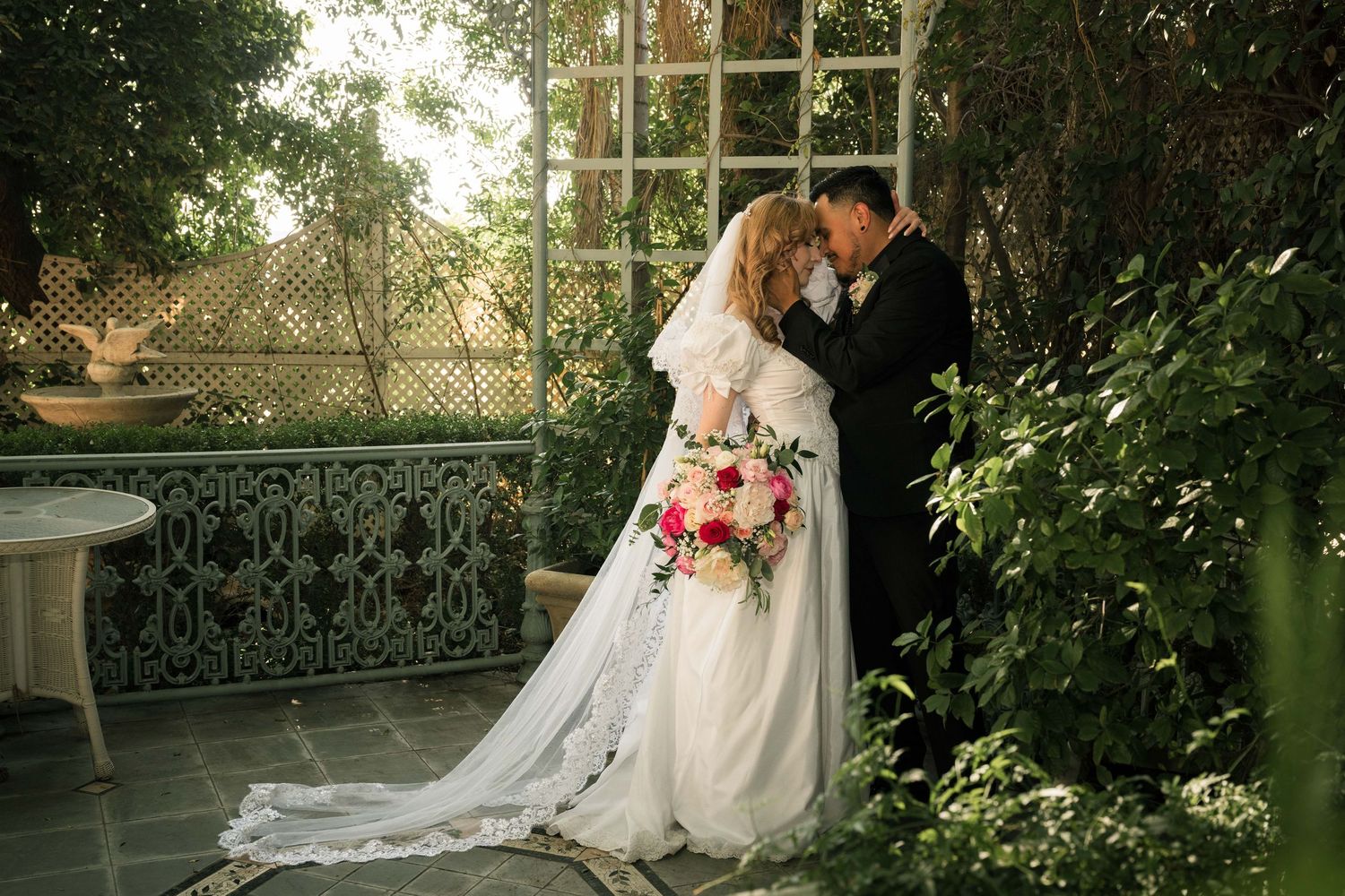 Bride and groom wedding portrait with a romantic and timeless feel.