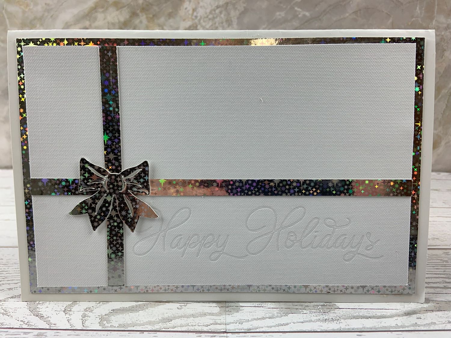 Faux quilted Christmas tree card