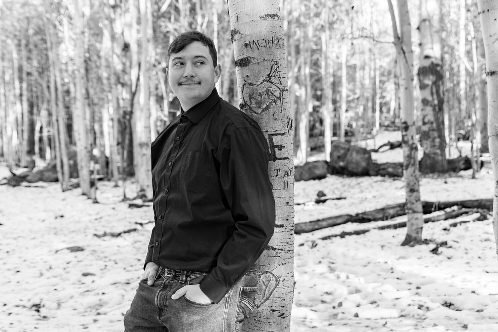 grad, aspens, northern arizona, flagstaff, male, snow, portrait photographer, rhianna k photography