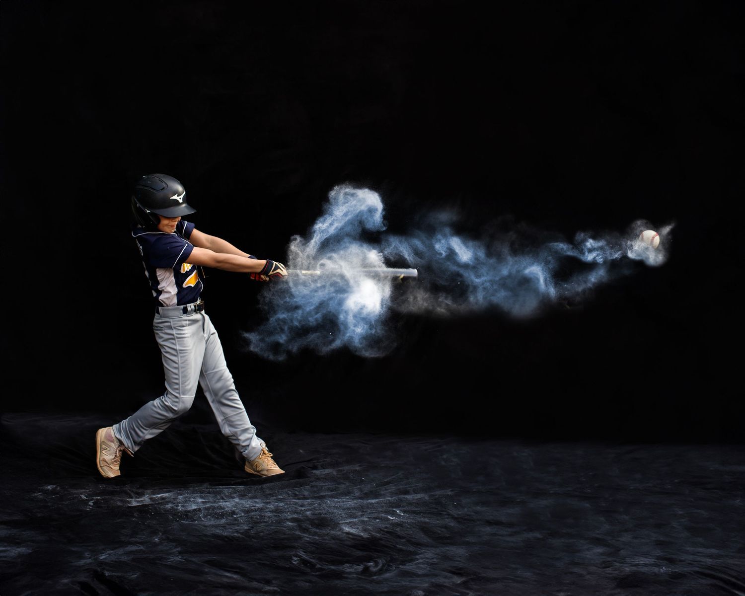 Powerful baseball action photos using powder chalk in NJ