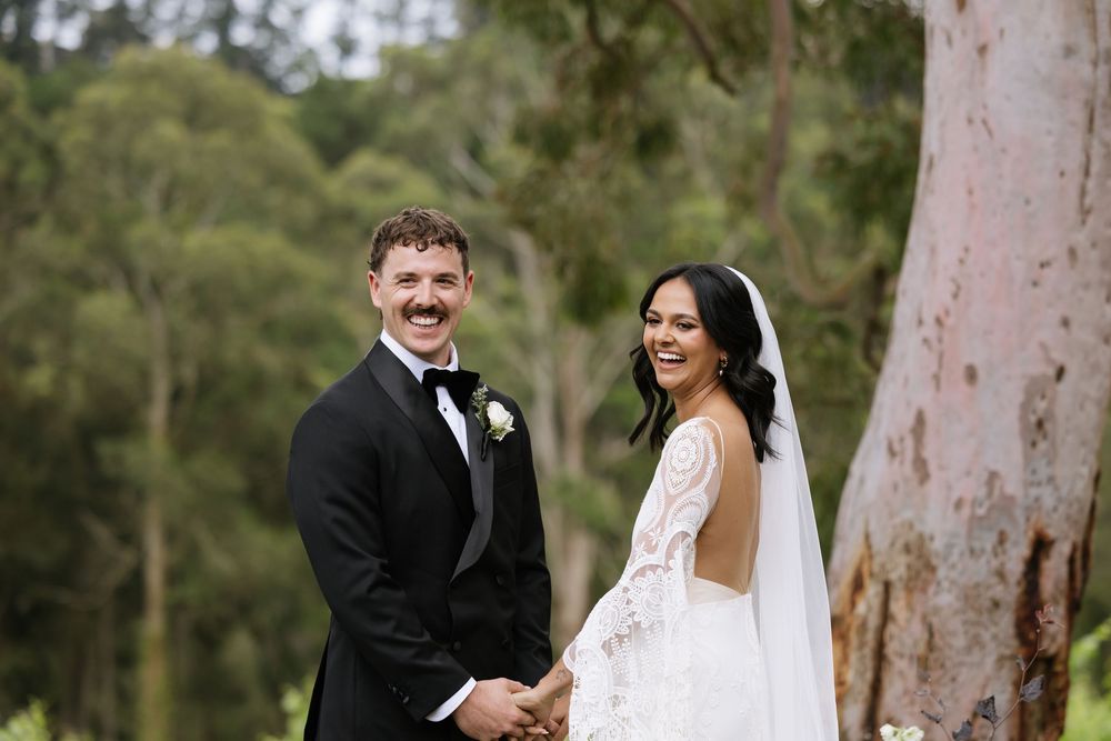 Fun and romantic Wedding photos at Polperro Winery on the Mornington Peninsula