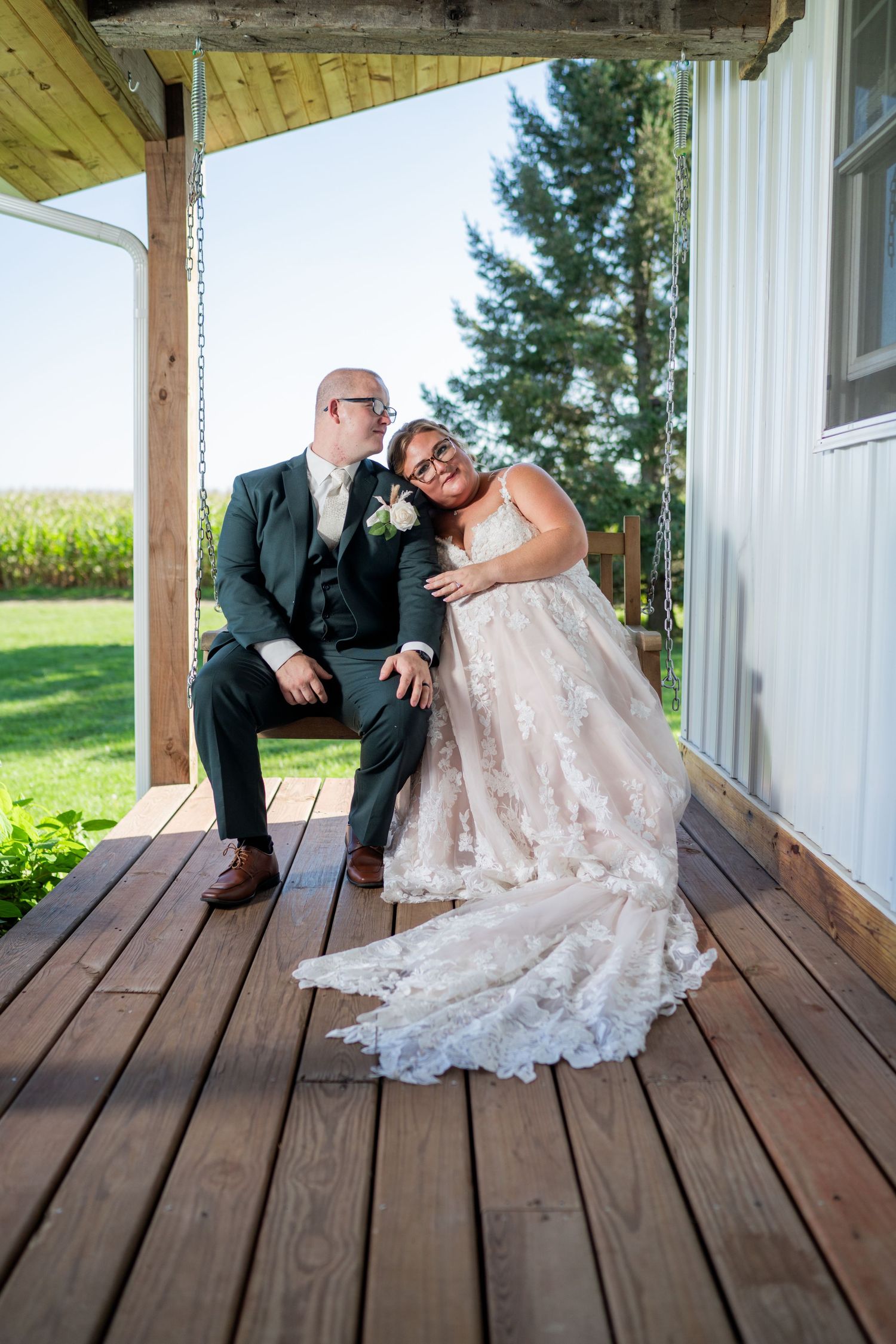 A quiet photo taken after the ceremony at Blackthorn Wedding Barn near Lansing MI