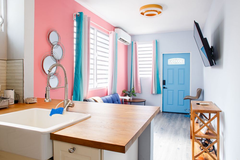 Real estate photography. Kitchen and living room. San Juan, Puerto Rico.