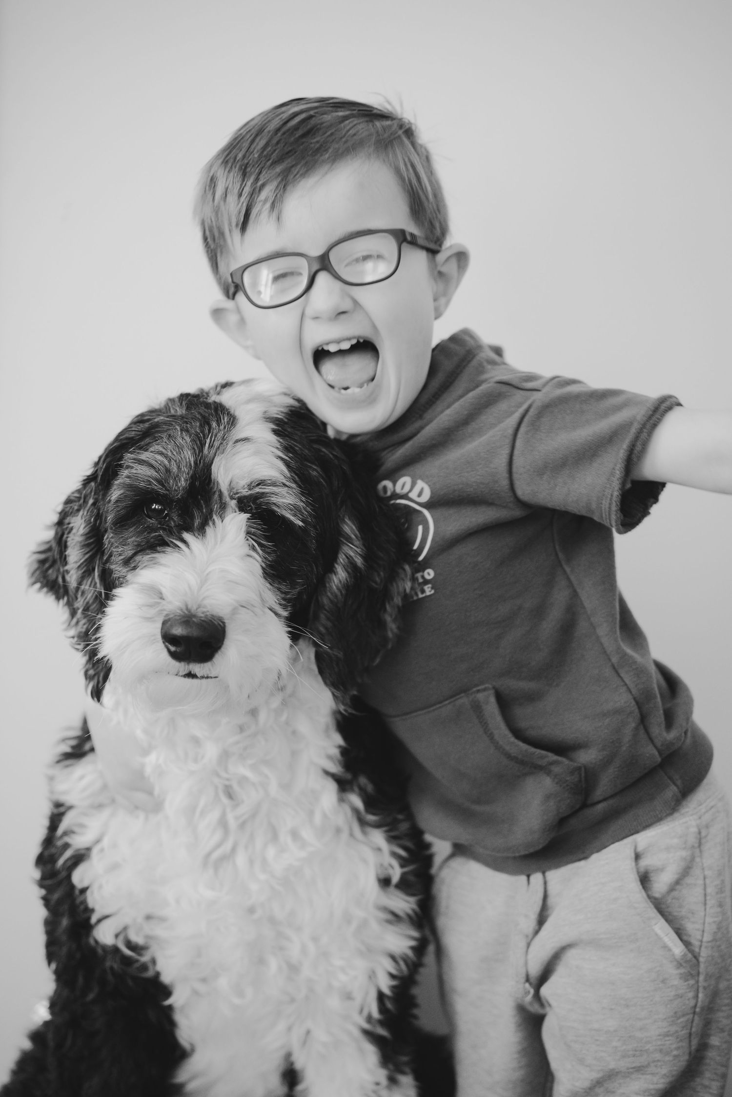 Kids personality portrait in black-and-white at the studio on the alley in Zionsville, Indiana
