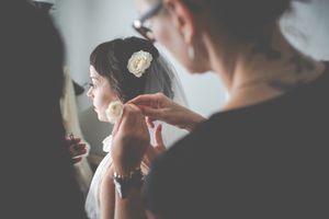 A bride getting ready