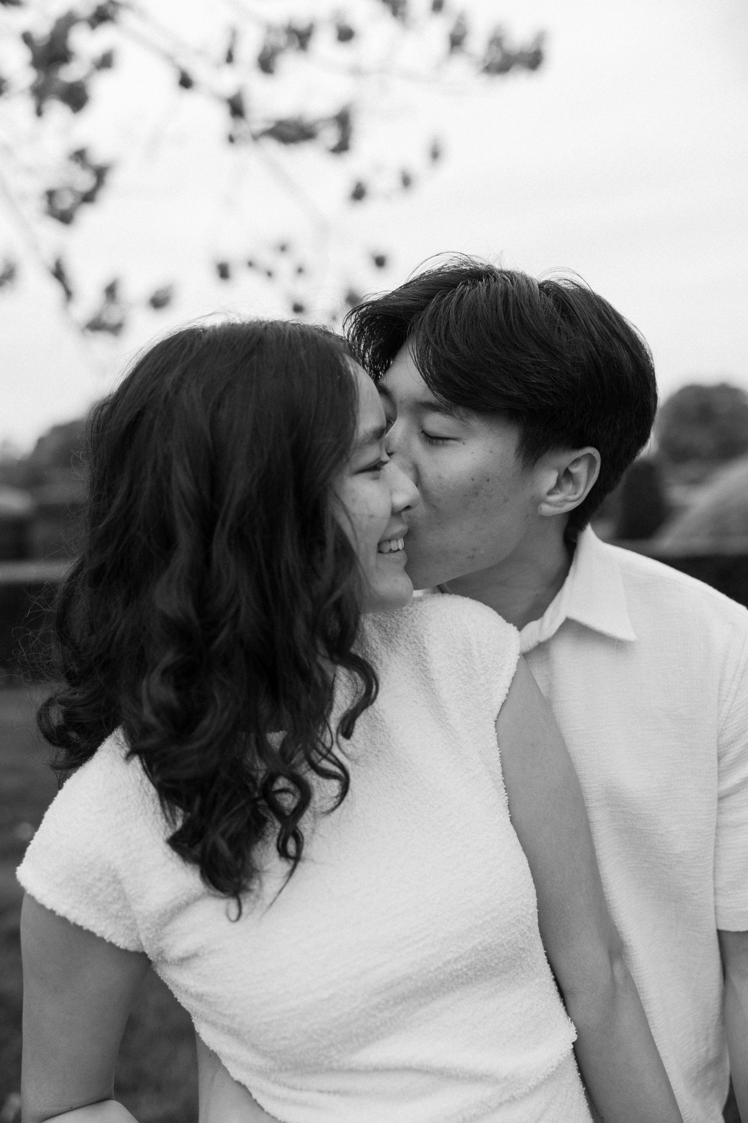 Romantic black and white sequence of a couple sharing tender moments.