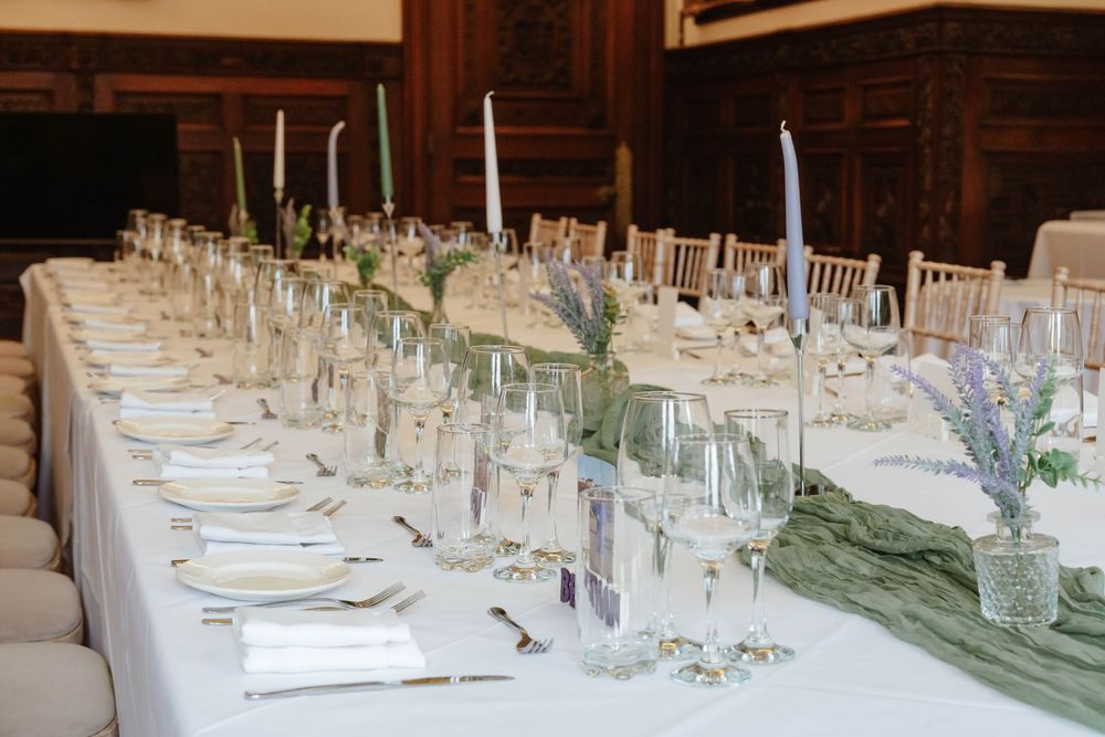 Wedding at Manor by the Lake Cheltenham Gloucestershire green and white table setting
