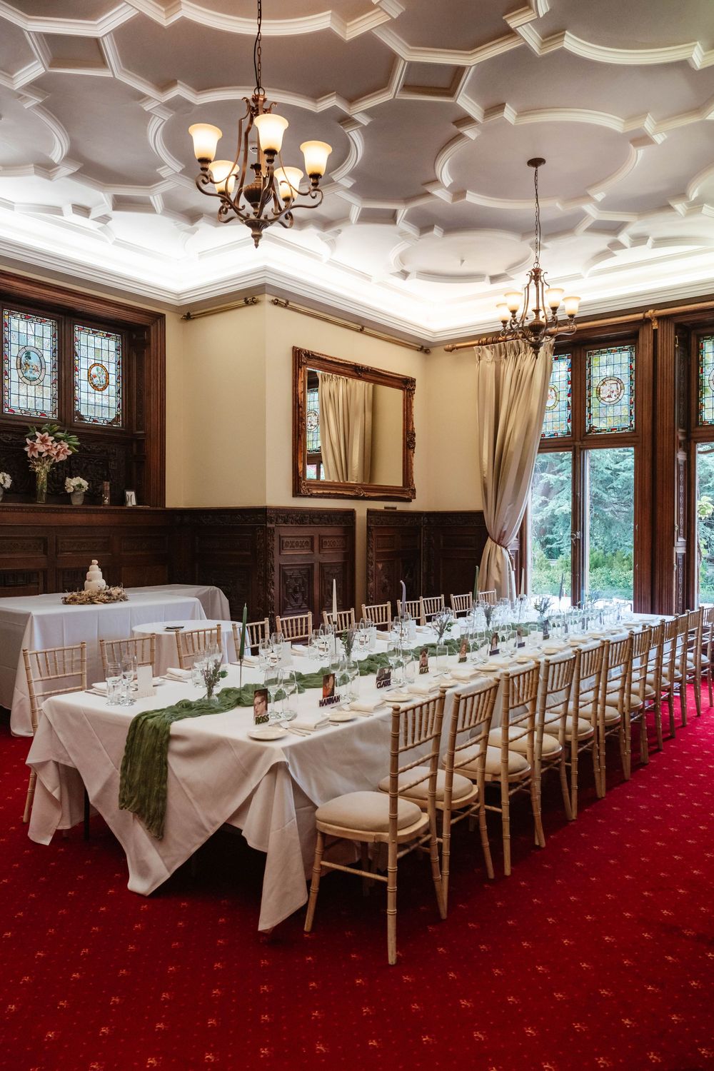 Wedding at Manor by the Lake Cheltenham Gloucestershire small wedding elopement tables