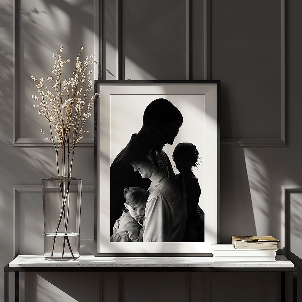 Double exposure fatherhood wall art – unique Father’s Day gift idea for Clovis dads