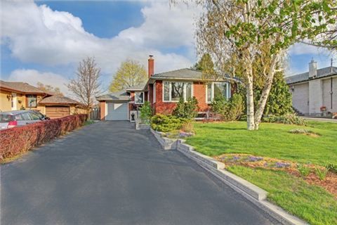 Paved driveway leading to red brick home with trees and landscaping.