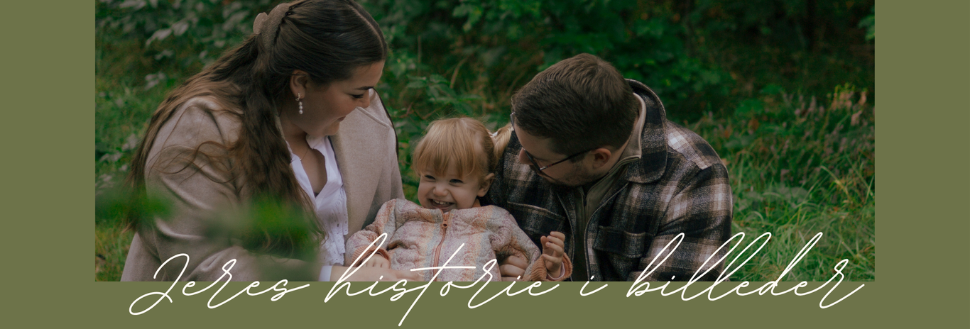 A relaxed family scene with text overlay in muted earth tones.