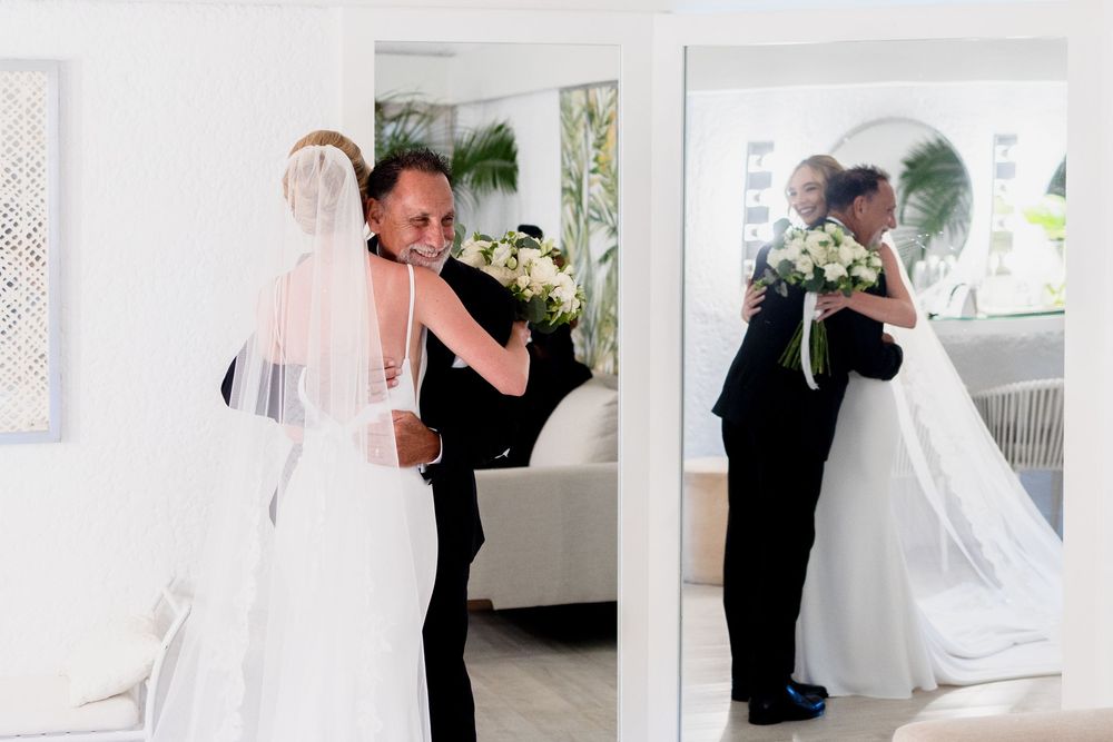 A series of black and white wedding photos showing tender moments between a bride and groom during their special day.