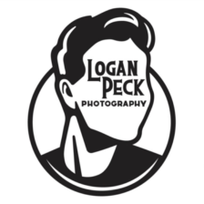 Minimalist black and white logo design featuring a stylized portrait silhouette for photography business.