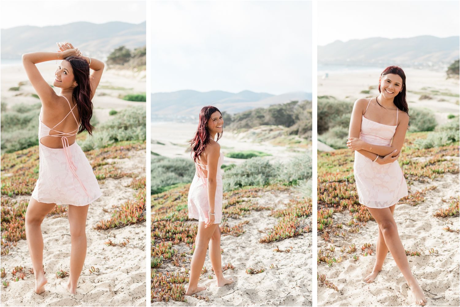 slo high senior wearing pink dress at pismo beach | slo senior photos | San Luis Obispo south county senior photographer | arroyo grande