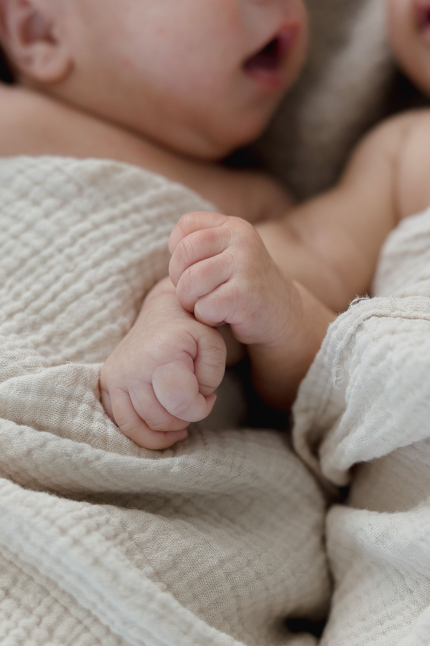 Newborn photos of babies tiny hands during a California photography session