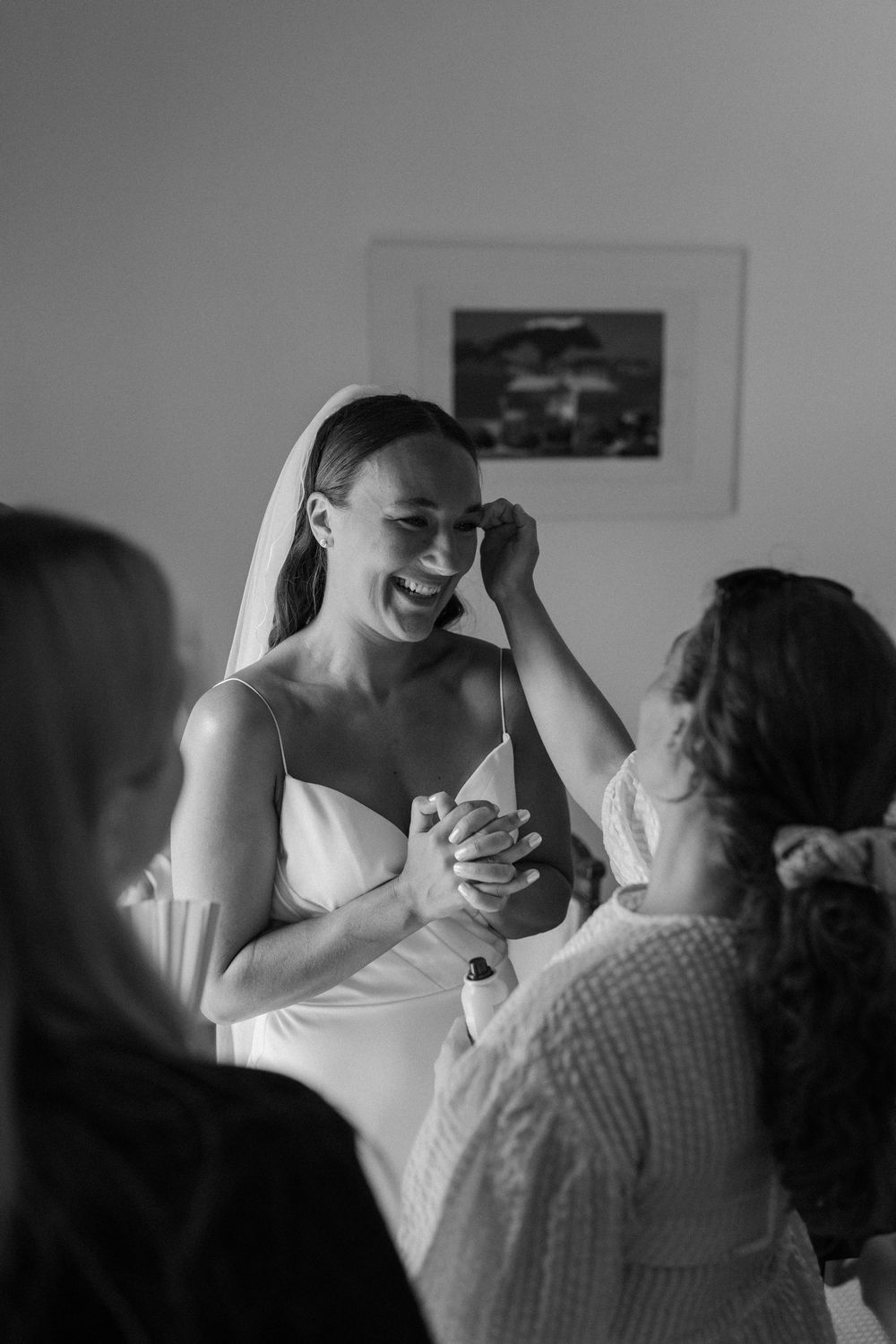 Bride gets ready at Villa Belvedere, Argegno Lake Como.