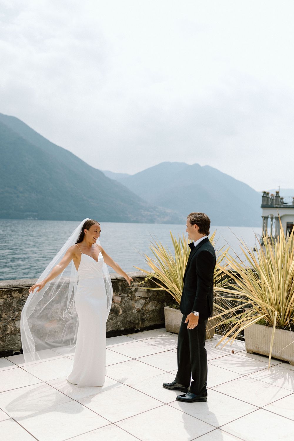 First look on the terrace of Villa Belvedere Argegno Lake Como.