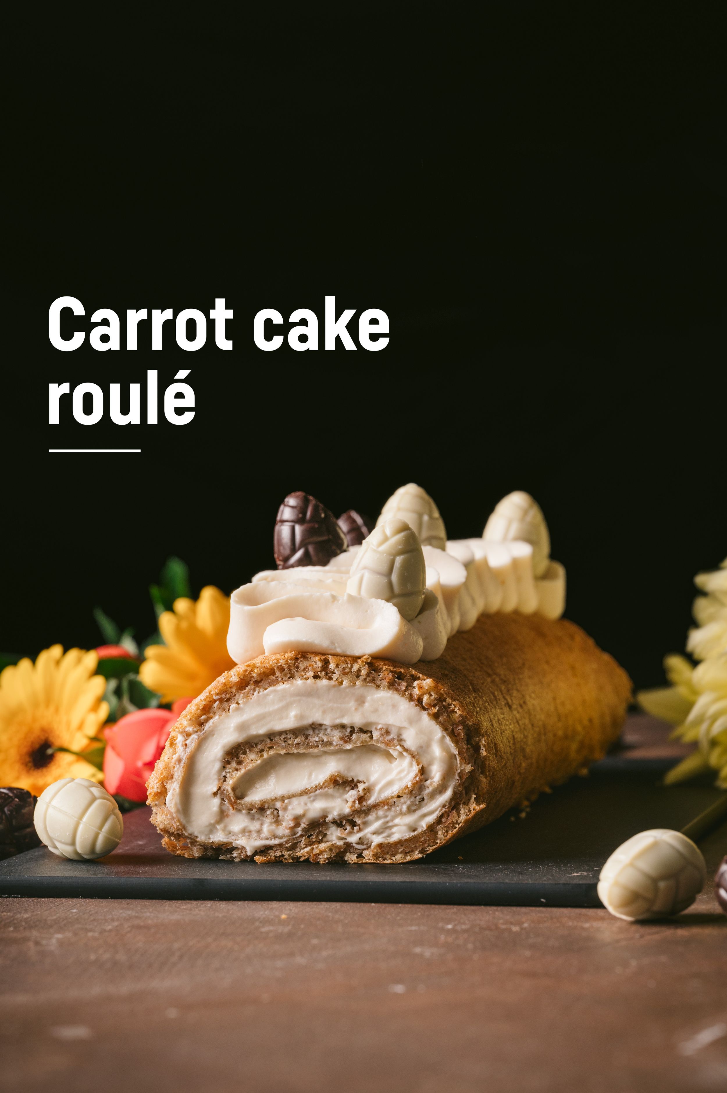Photo culinaire de Roulé carrot cake - Mélanie Rousselle, styliste et photographe culinaire basée en Ile de France