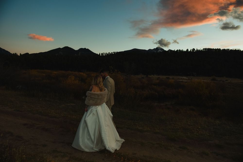 A collection of landscape photos showing mountain silhouettes and dramatic sunset skies in a natural outdoor setting.