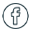 A simple circular question mark icon in black and white design.