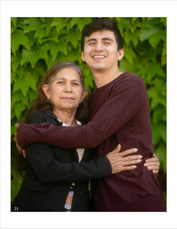 mother embracing son