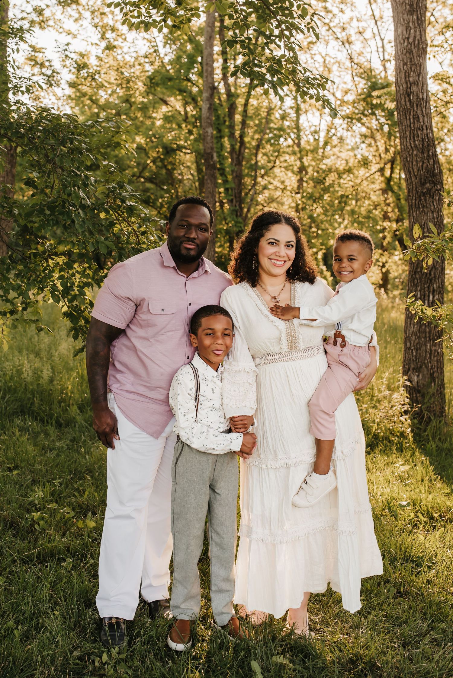 Beautiful family smiles for photo session in west Cincinnati.