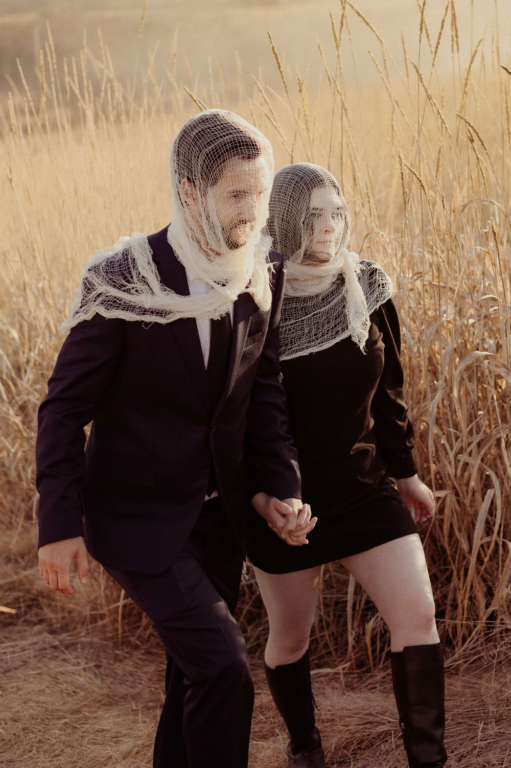 Golden hour dreamy fantasy halloween couples shoot in Spokane Washington.