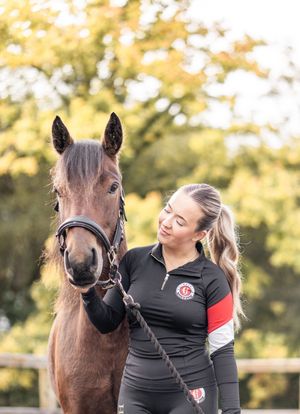 A brown horse and its handler share affectionate moments in a series of outdoor photos.