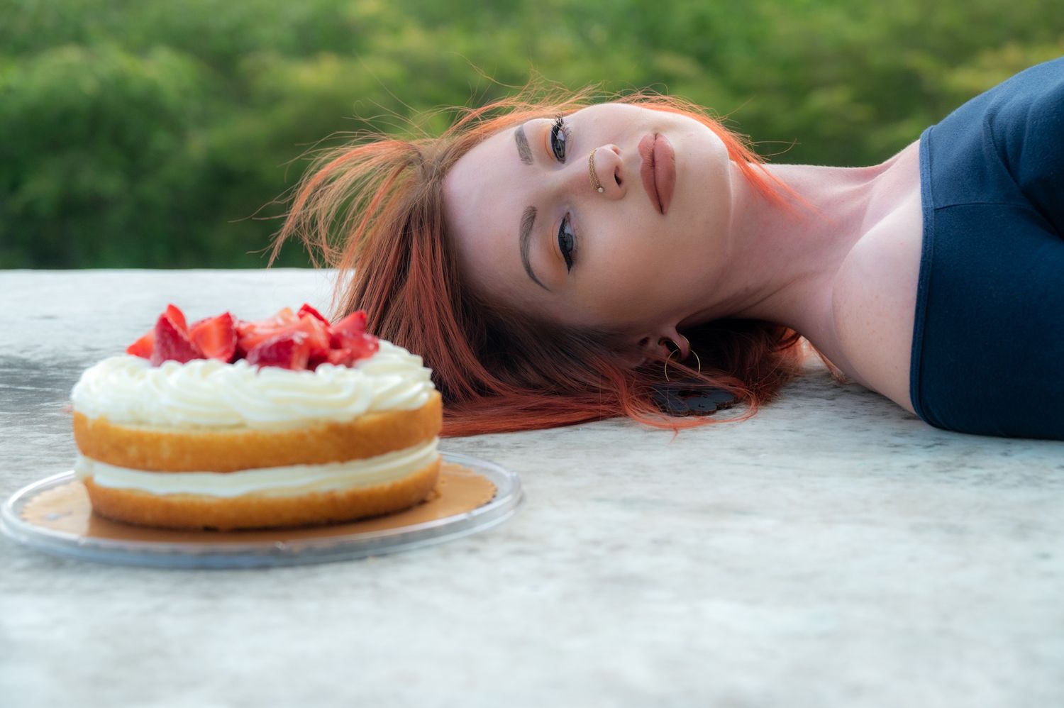 Creative still life series with dessert and props on a light surface.
