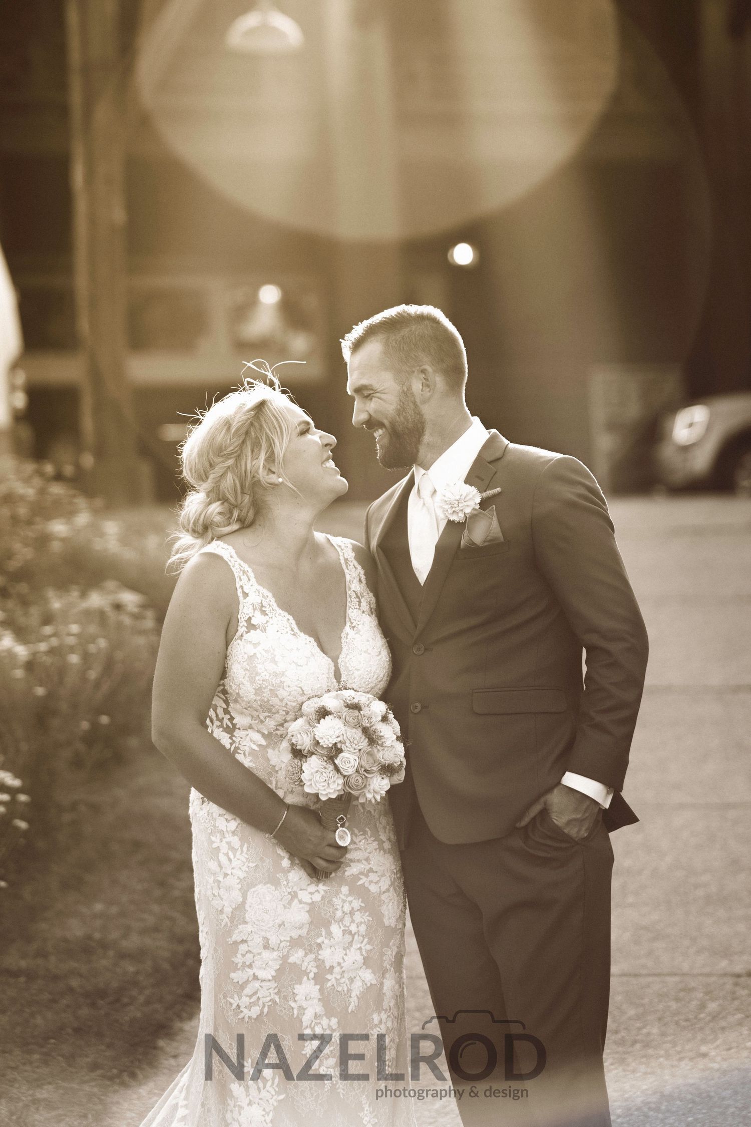 married couple smiling at eachother