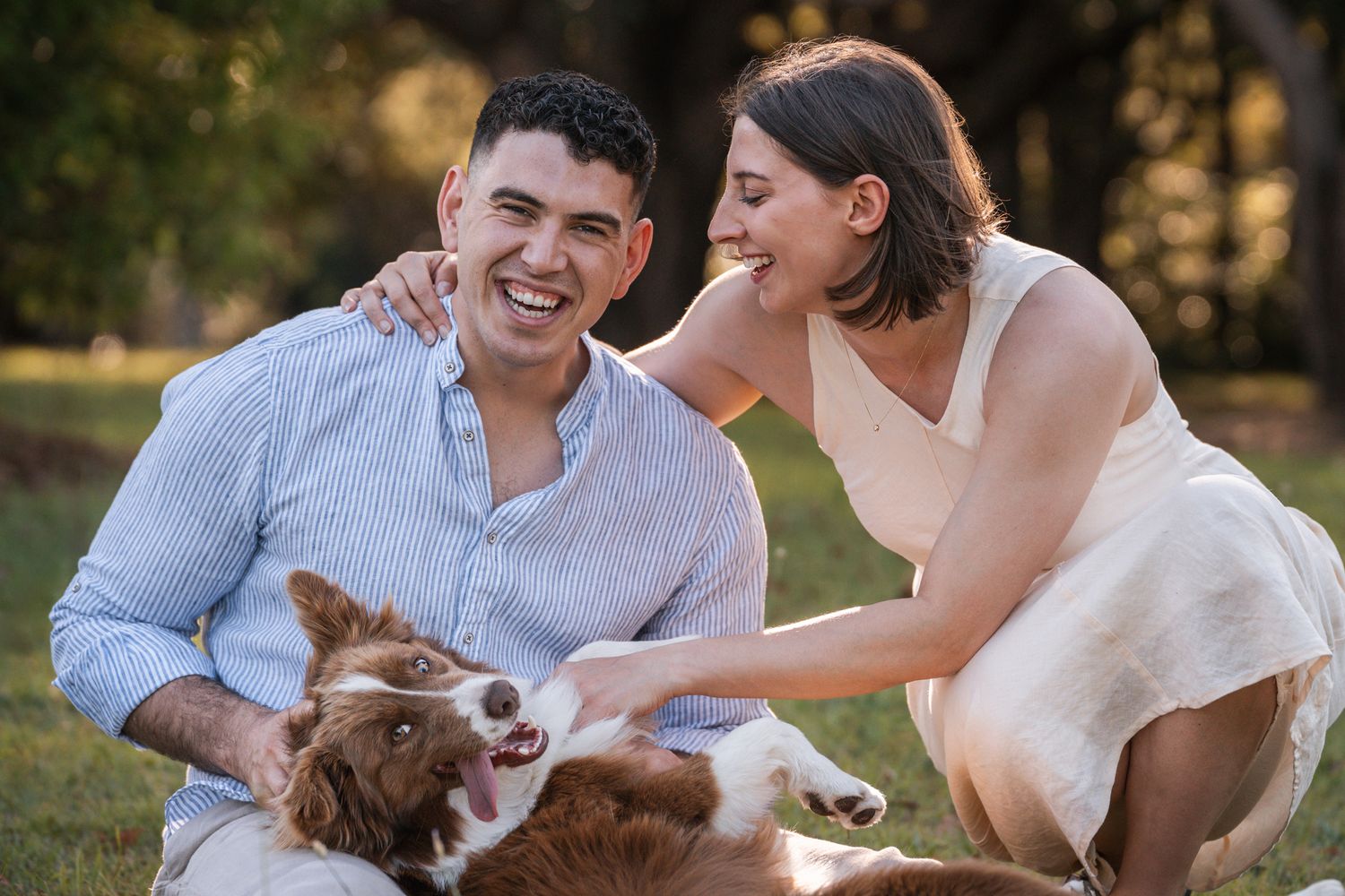 Valentines day park photoshoot with a dog in Sydney Rouse hill reserve in the Hills district