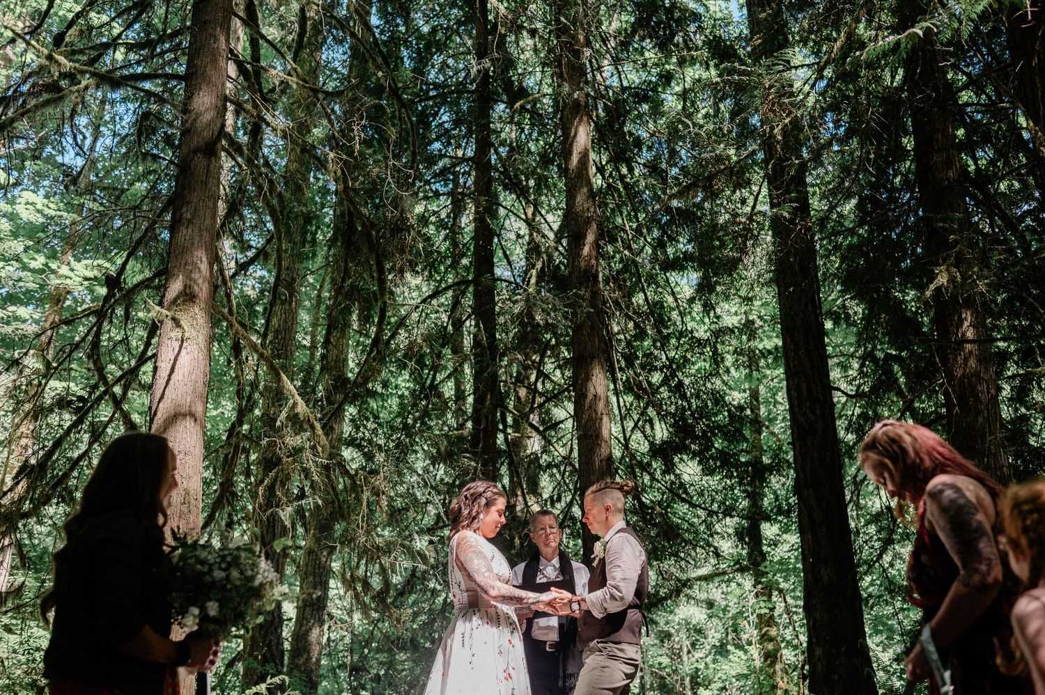 two brides eloping in the woods in Sequim