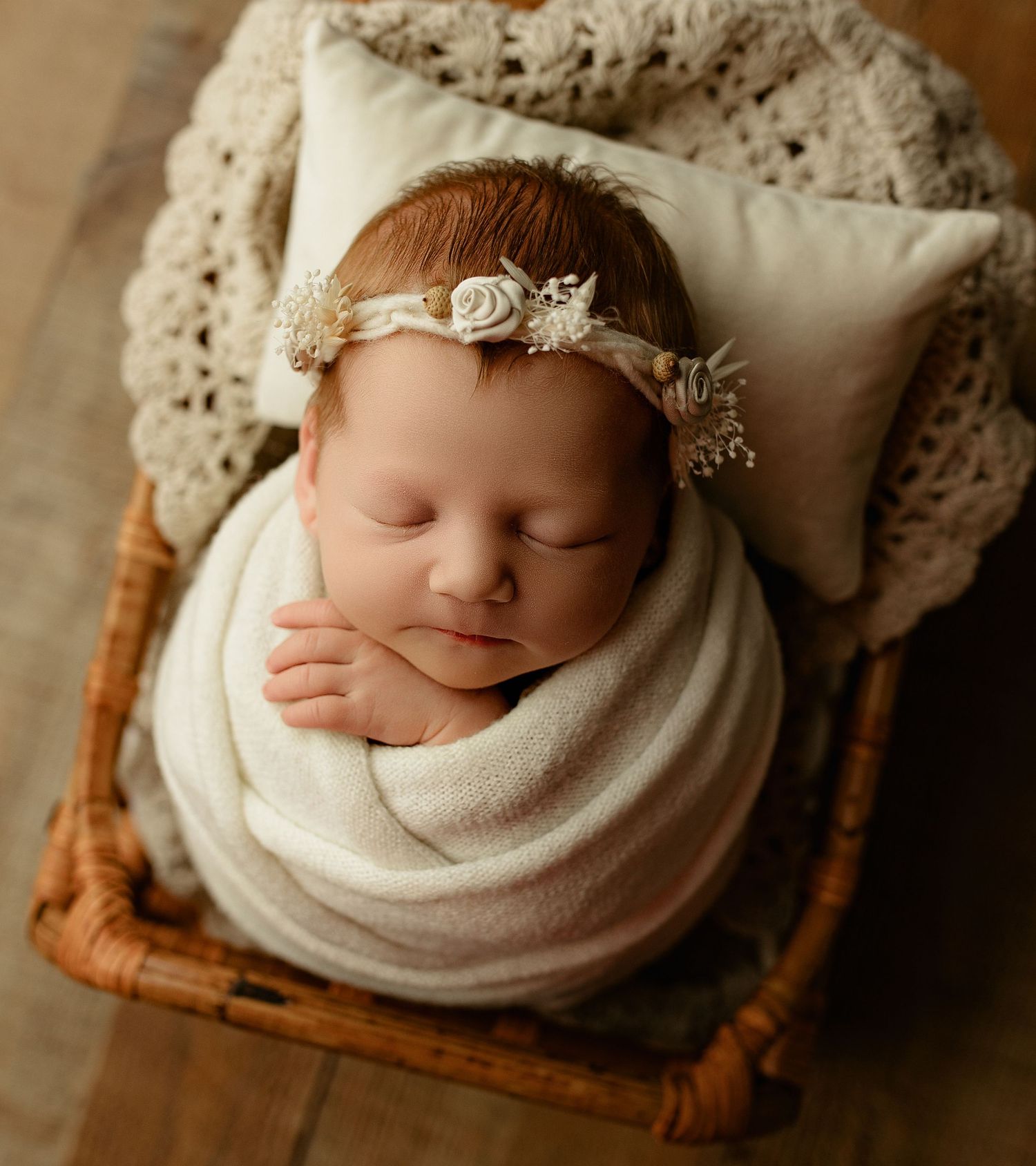 Bailey's Photography | Portsmouth Ohio | Southern Ohio Baby Photographer | Delicate Headbands and Cozy Newborn Wraps