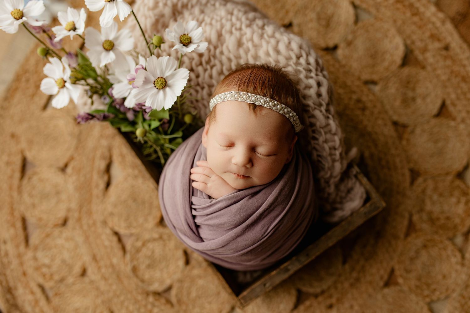 Bailey's Photography | Scioto County | Newborn Photography | Baby Girl in Purple Wrap | Columbus Ohio Photographer