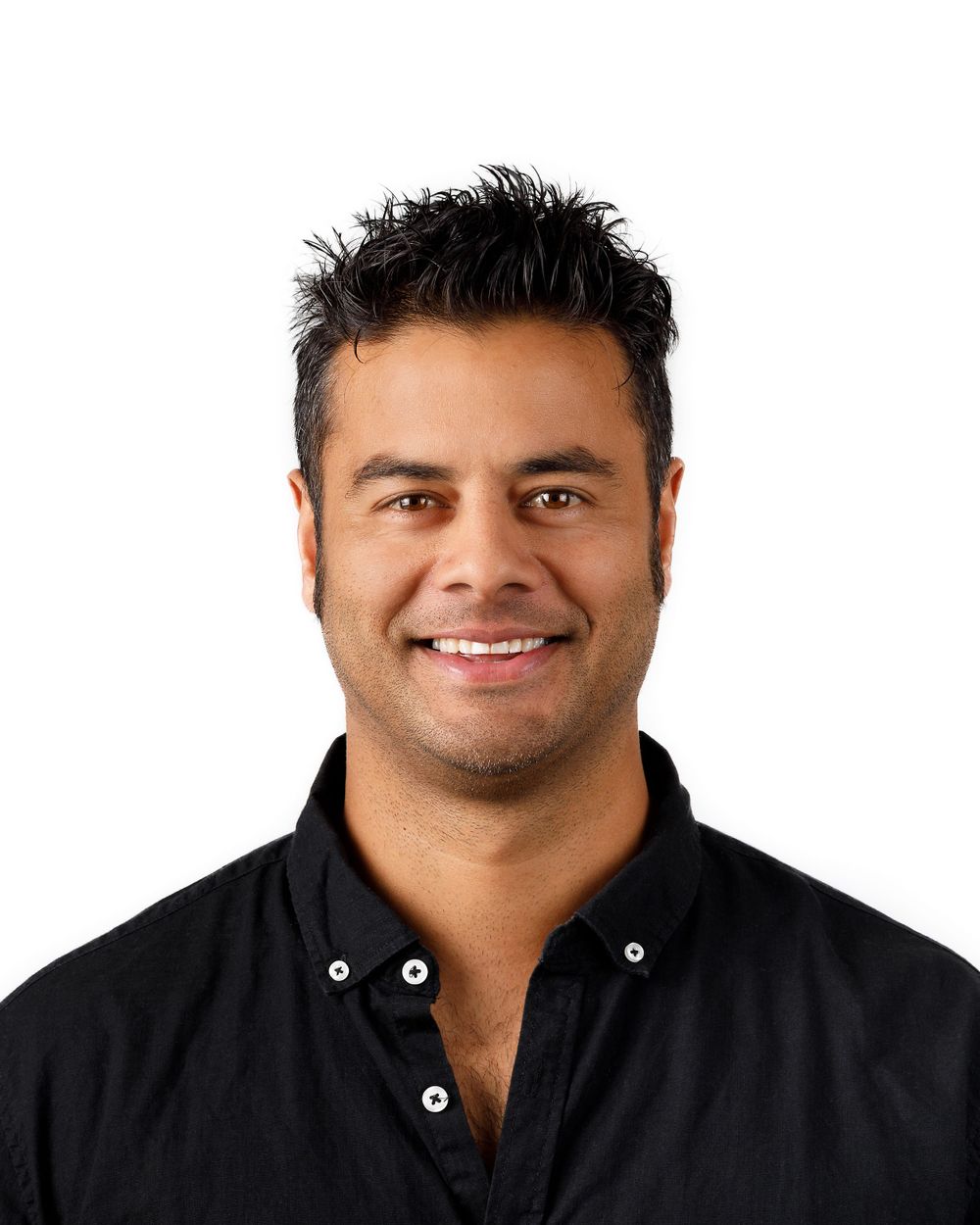 Portrait of Pacific Island male professional headshot against a white background