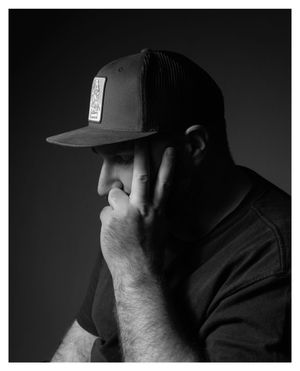 Self portrait, Zach Wallace black and white