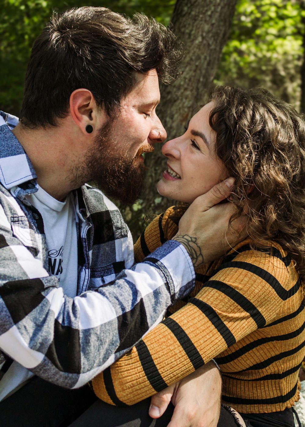 Couples outdoor photo session at the park outdoors love trees nature