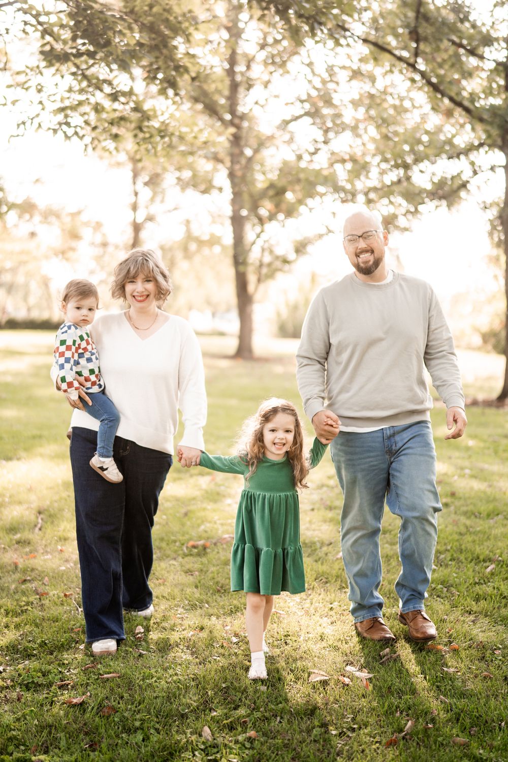 Light and airy family portrait taken at Ty Warner Park in Westmont, Illinois.