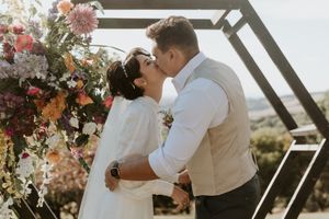 bride & groom at end of ceremony, documentary wedding photography Christchurch