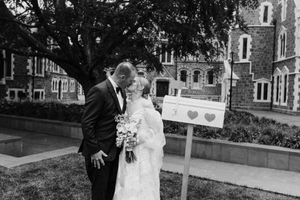 Bride & Groom at the Christchurch arts Centre, captured by Christchurch wedding photographer