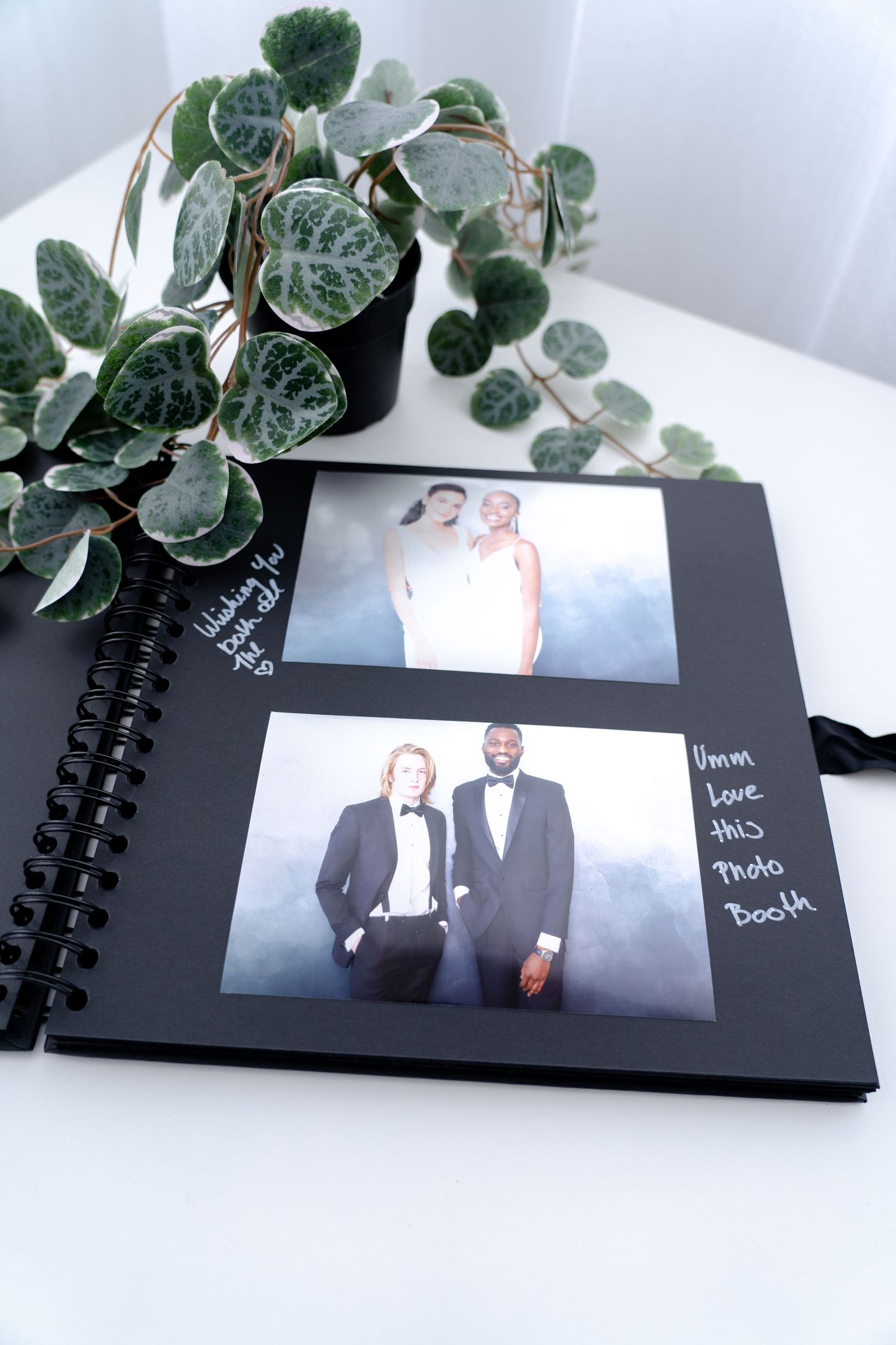 Create a lasting memory with an album featuring instant prints, each with a heartfelt message from your guests to cherish forever!