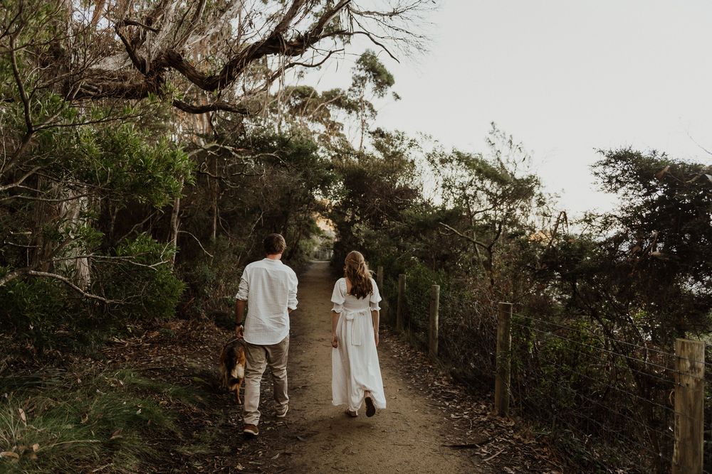 engagement at the Tessellated Pavements, Eaglehawk Neck, Tasmania taken by elopement and wedding photographer Joss Jensen Photography
