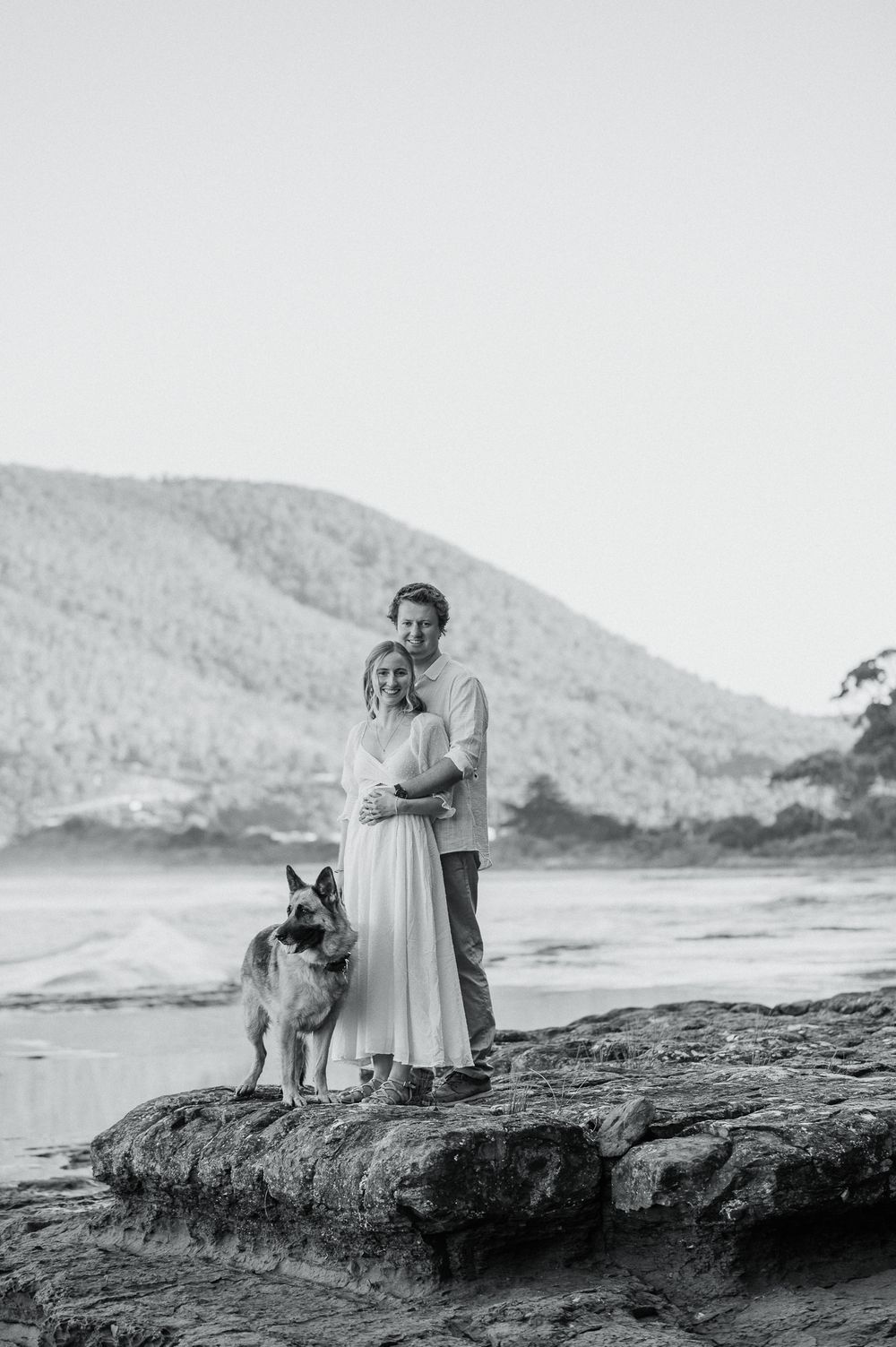 engagement at the Tessellated Pavements, Eaglehawk Neck, Tasmania taken by elopement and wedding photographer Joss Jensen Photography