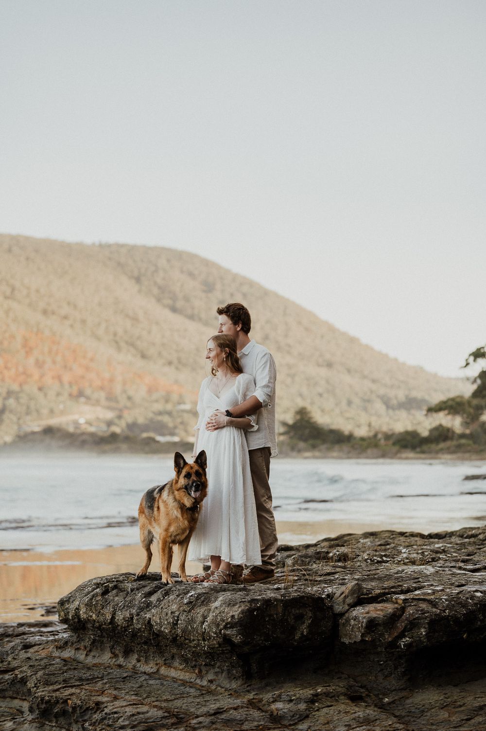 engagement at the Tessellated Pavements, Eaglehawk Neck, Tasmania taken by elopement and wedding photographer Joss Jensen Photography