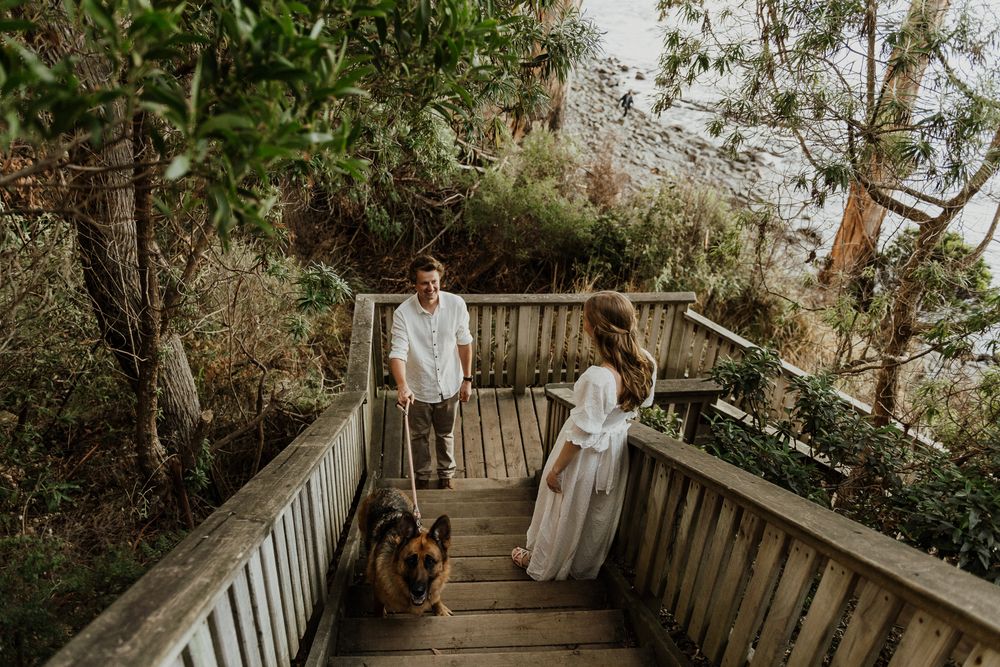 engagement at the Tessellated Pavements, Eaglehawk Neck, Tasmania taken by elopement and wedding photographer Joss Jensen Photography